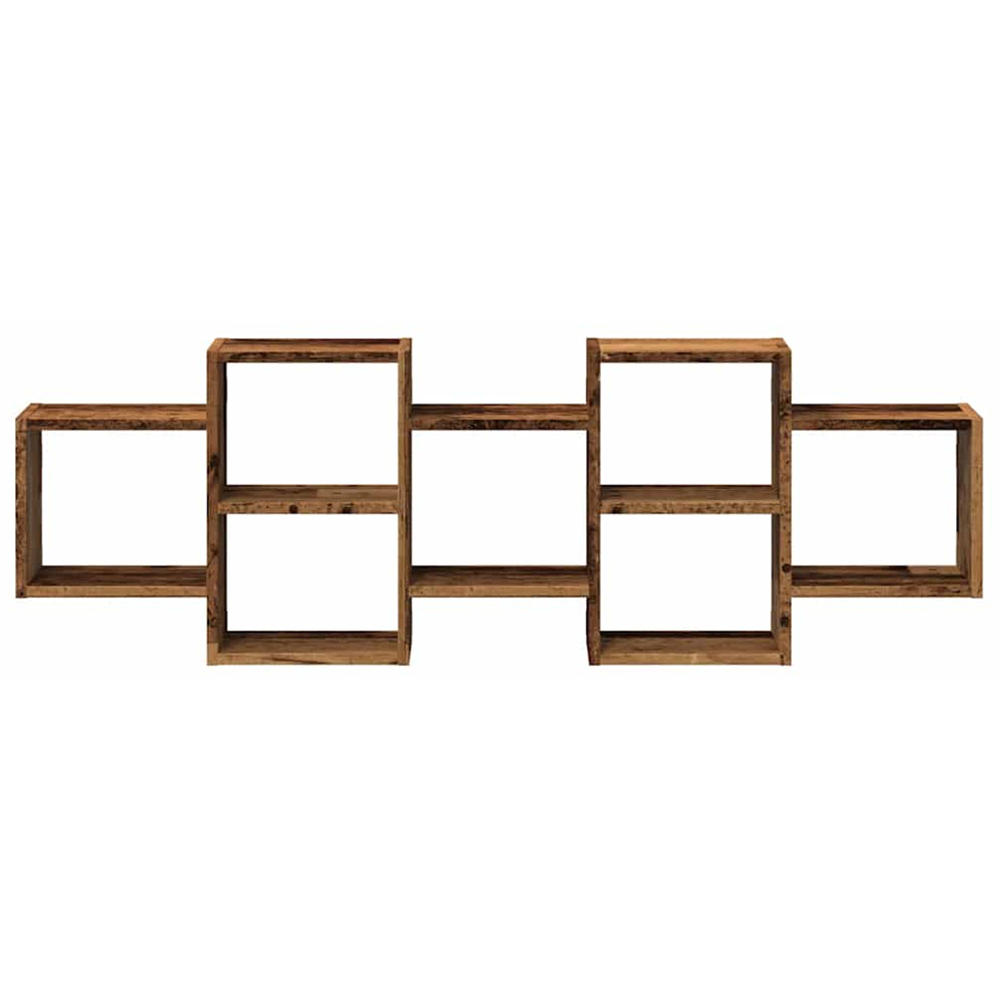 vidaXL 8 Shelf Old Wood Floating Wall Shelf Image 3