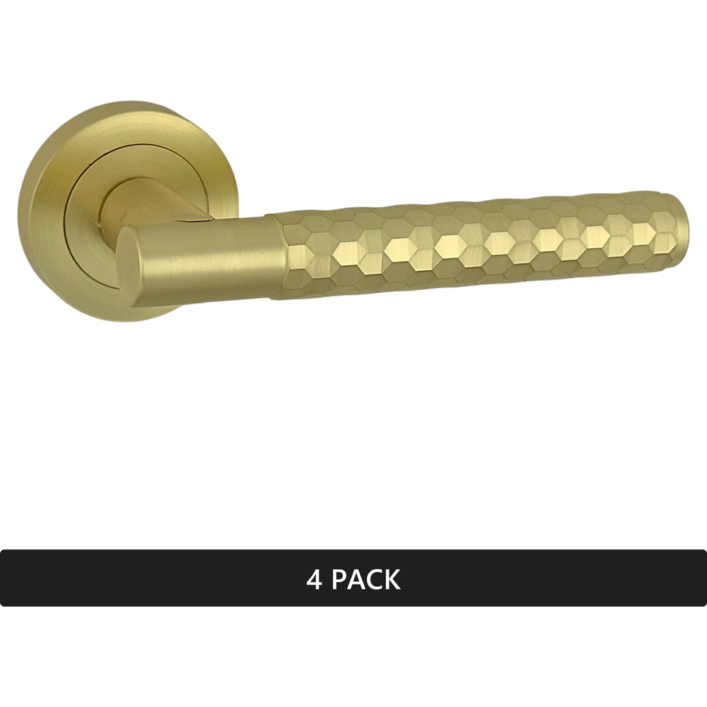 AXS Hardware Montana Satin Brass Knurled Door Handles on Rose 4 Pack Image 5