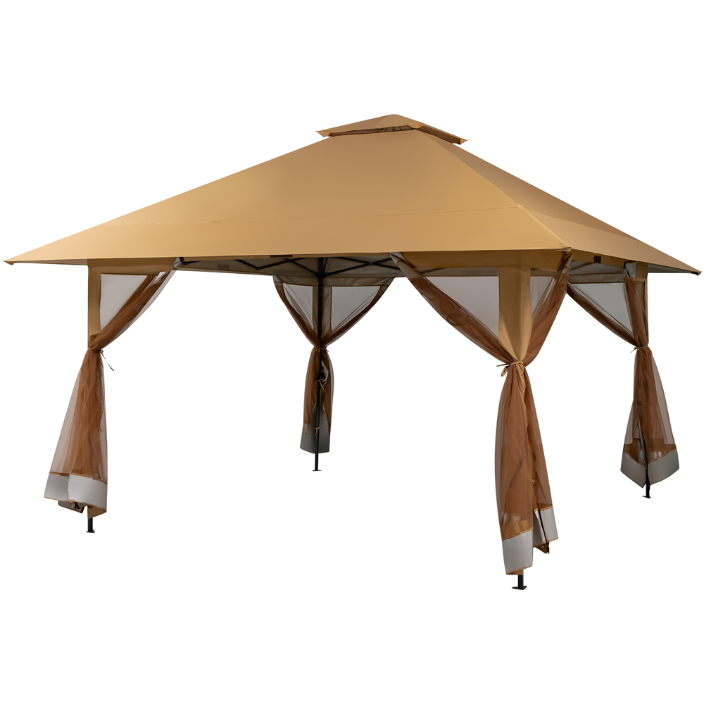 Costway 4 x 4m Brown Pop Up Gazebo with Mesh Sidewalls Image 2