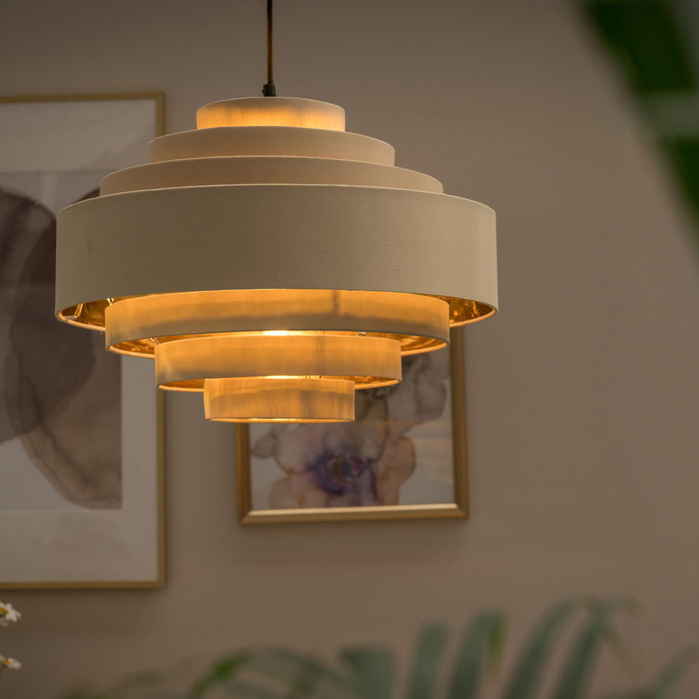 ValueLights Sette 7 Layer Mink with Gold Inner Pendant Shade Image 2
