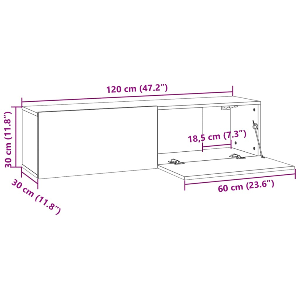 vidaXL 2 Door Grey Sonoma Wall Mounted TV Cabinet Image 8