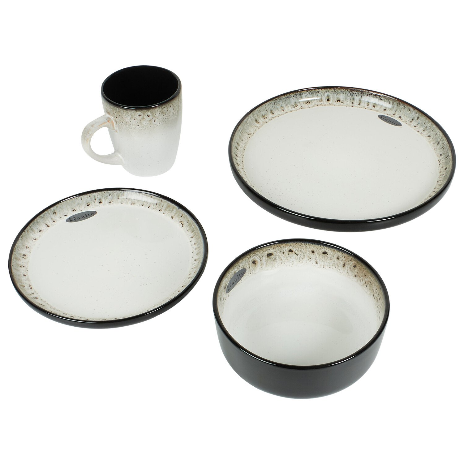 12 Piece Kyanite Dinner Set	 - Black and White Image 6