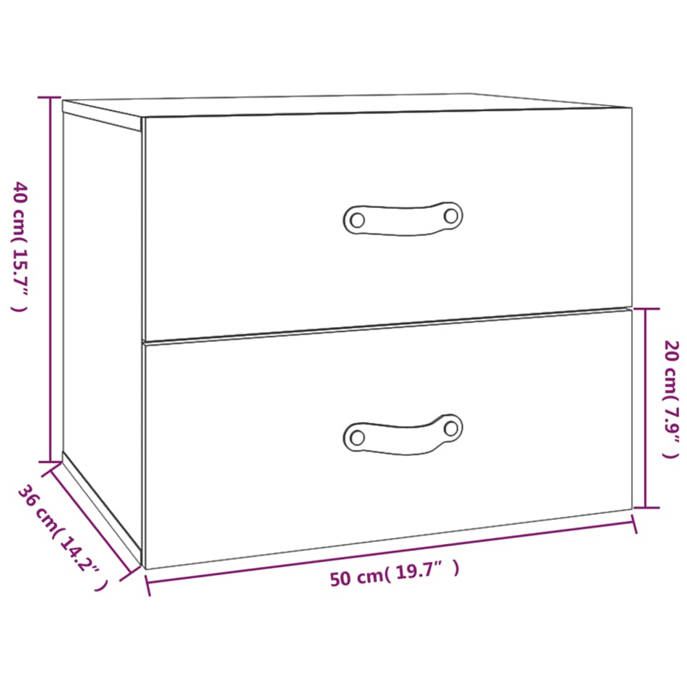 vidaXL 2 Drawer Natural Wall Mounted Bedside Cabinet Image 9