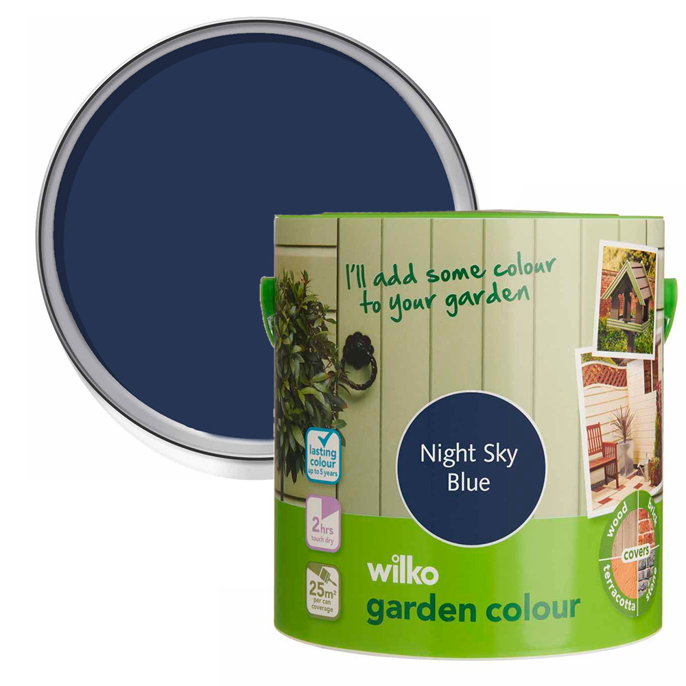 Wilko Garden Colour Night Sky Blue Wood Paint 2.5L Image 1