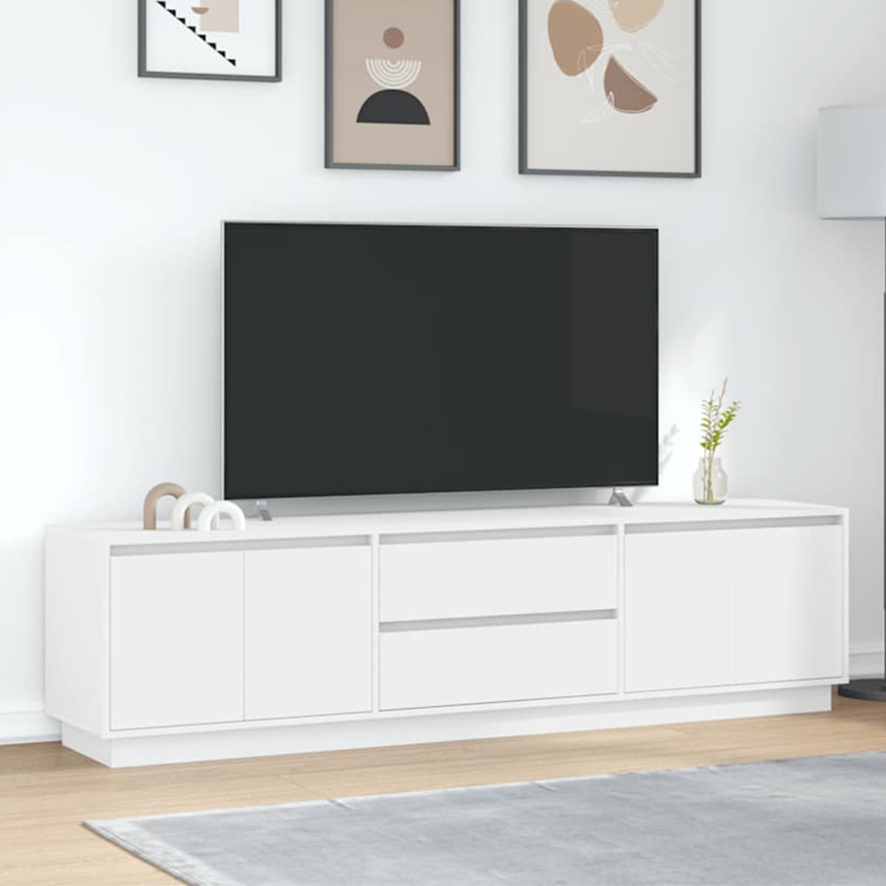 vidaXL 4 Door 2 Drawer White LED TV Cabinet Image 1