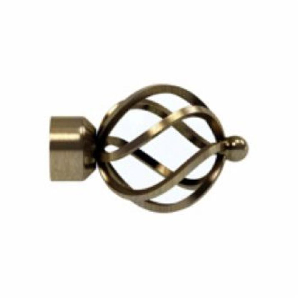 New Edge Blinds 80cm Fixed Length Antique Brass Eyelet Metal Curtain Pole Set with Cage Finial Image 2