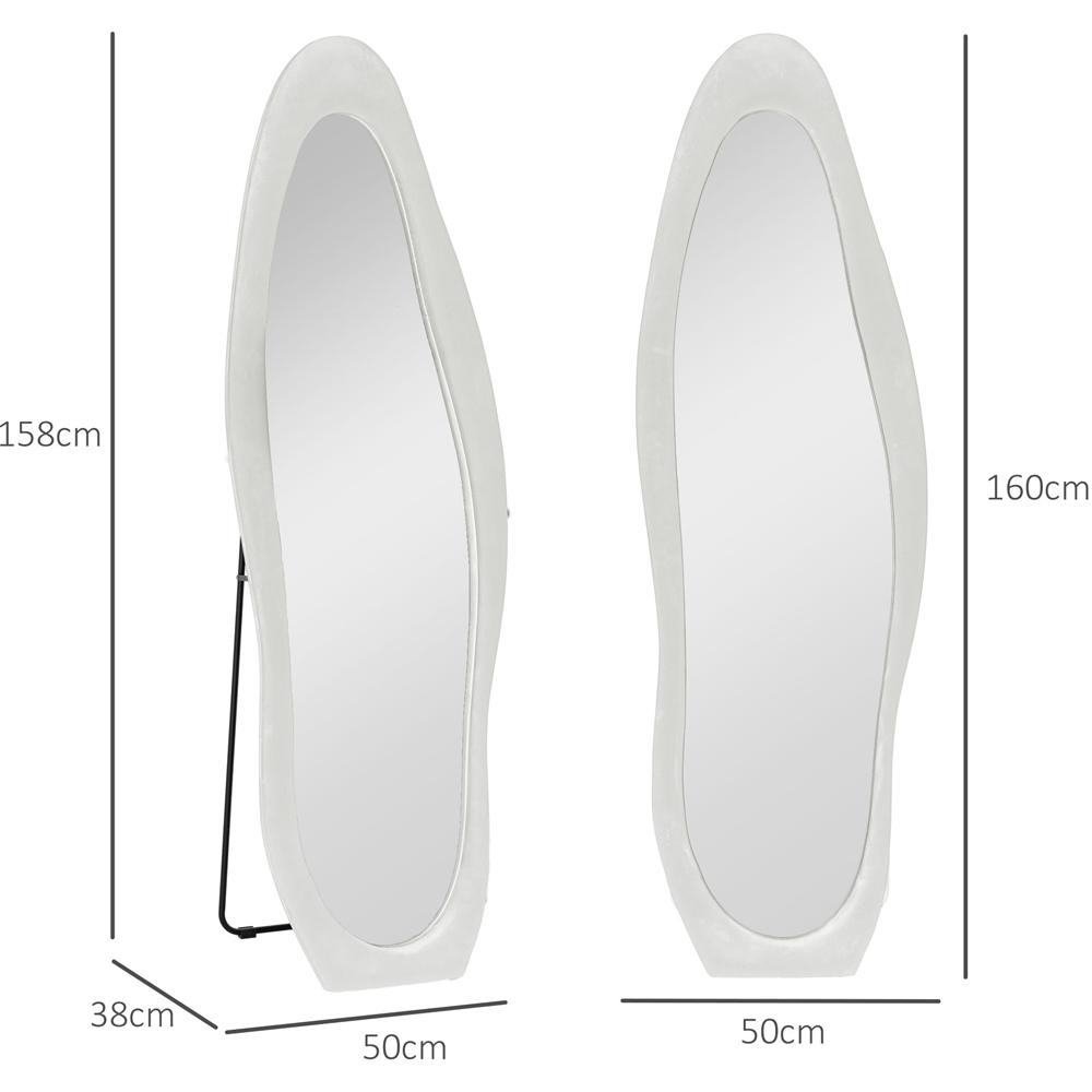 Portland White Velvet Frame Irregular Full Length Mirror 160 x 50cm Image 9