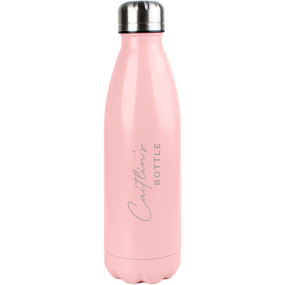 Personalised Memento 2 Lines Pink Stainless Steel Bottle 500ml Image 1