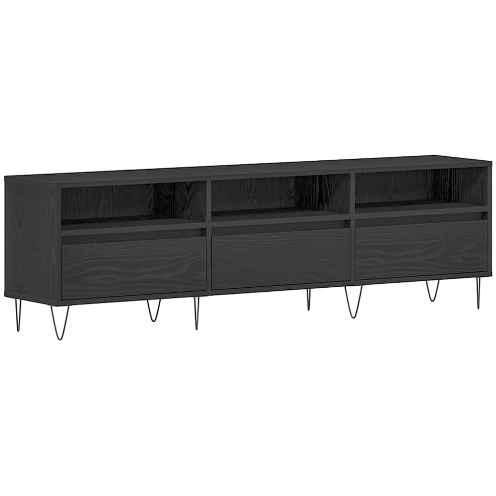 vidaXL 3 Door 3 Shelf Black Oak TV Cabinet Image 2