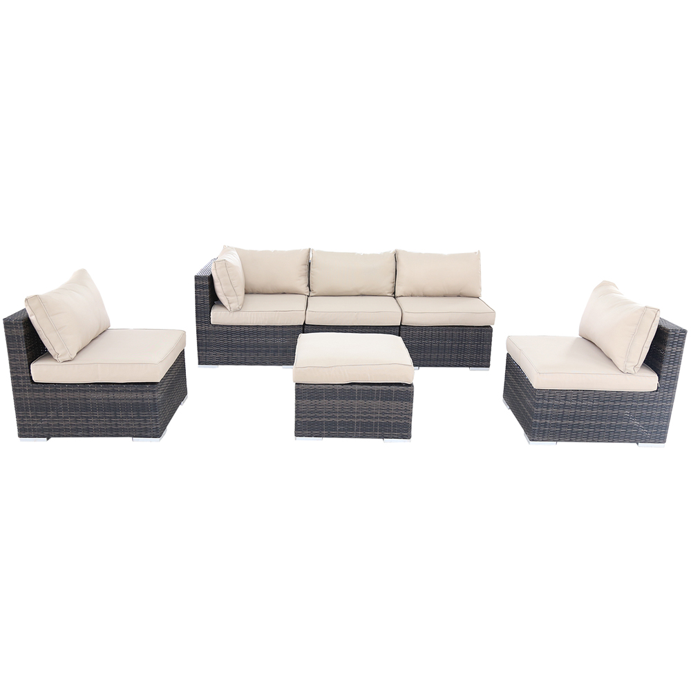 Furniture One 6 Seater Brown Garden Corner Sofa Set Image 7