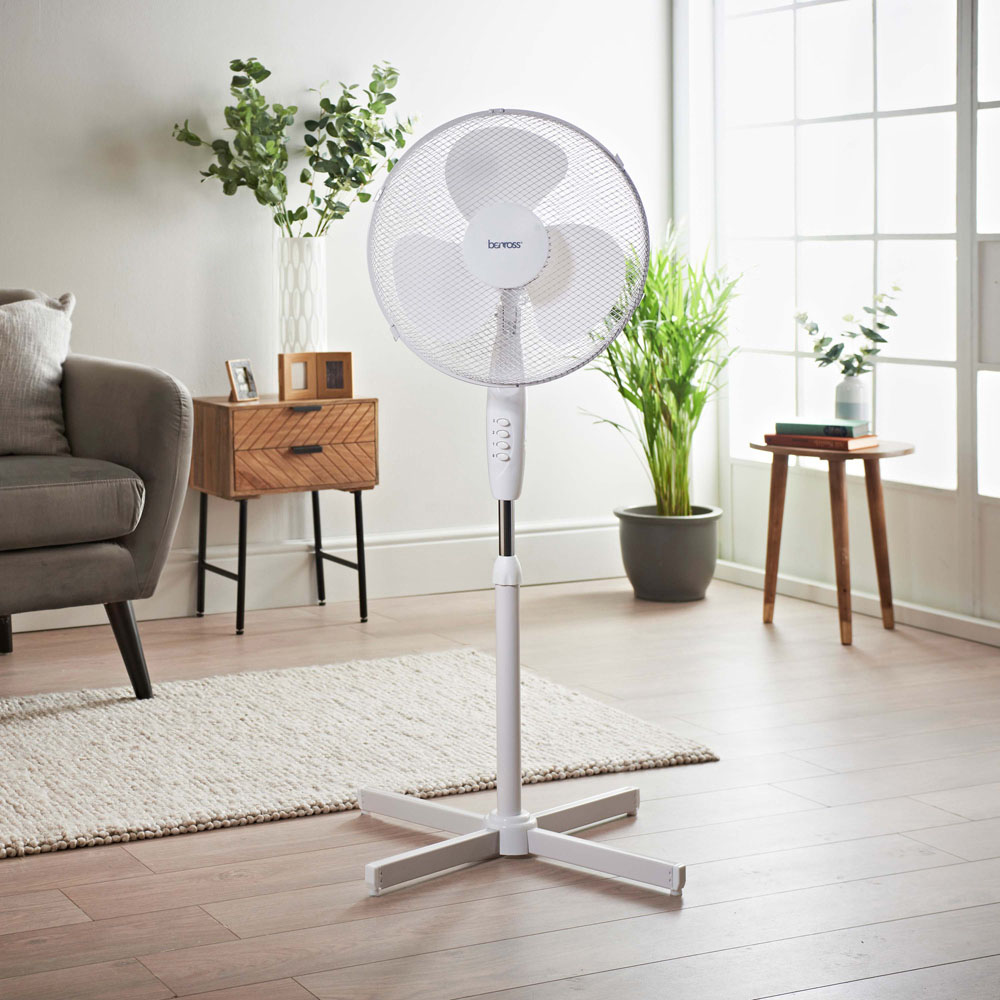 Benross White Pedestal Fan 16 inch Image 2