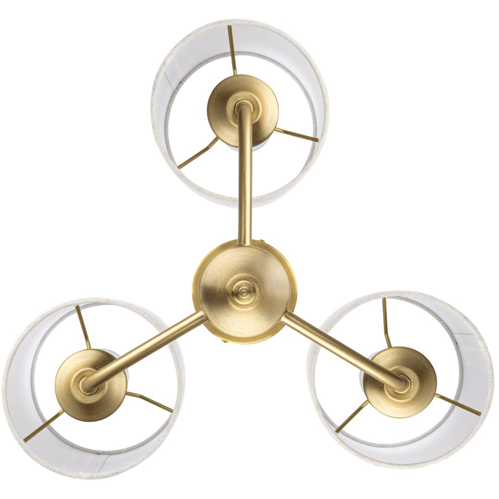 Cosylyte Winston 3 Light Classic Faux Linen Drum Shade Brass Ceiling Light Image 5