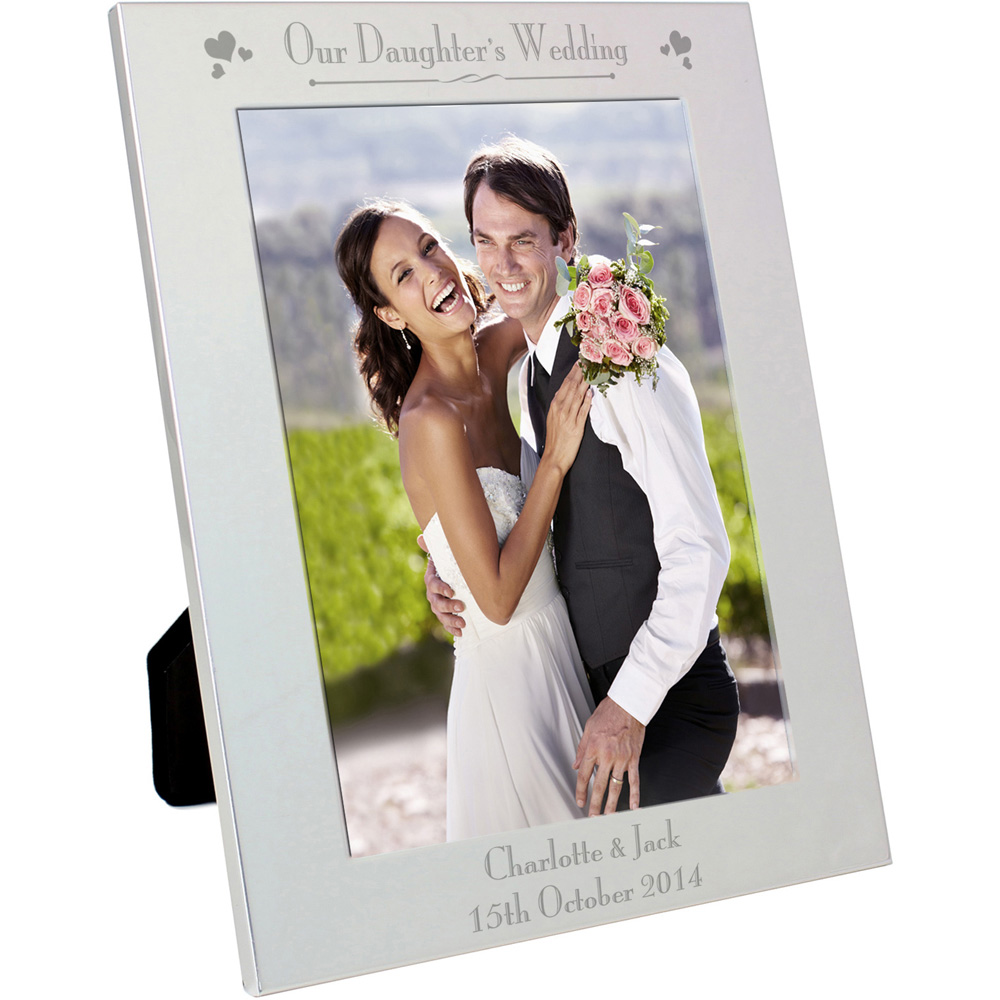 Personalised Memento Personalised Silver Our Daughters Wedding Photo Frame 5 x 7 inch Image 1