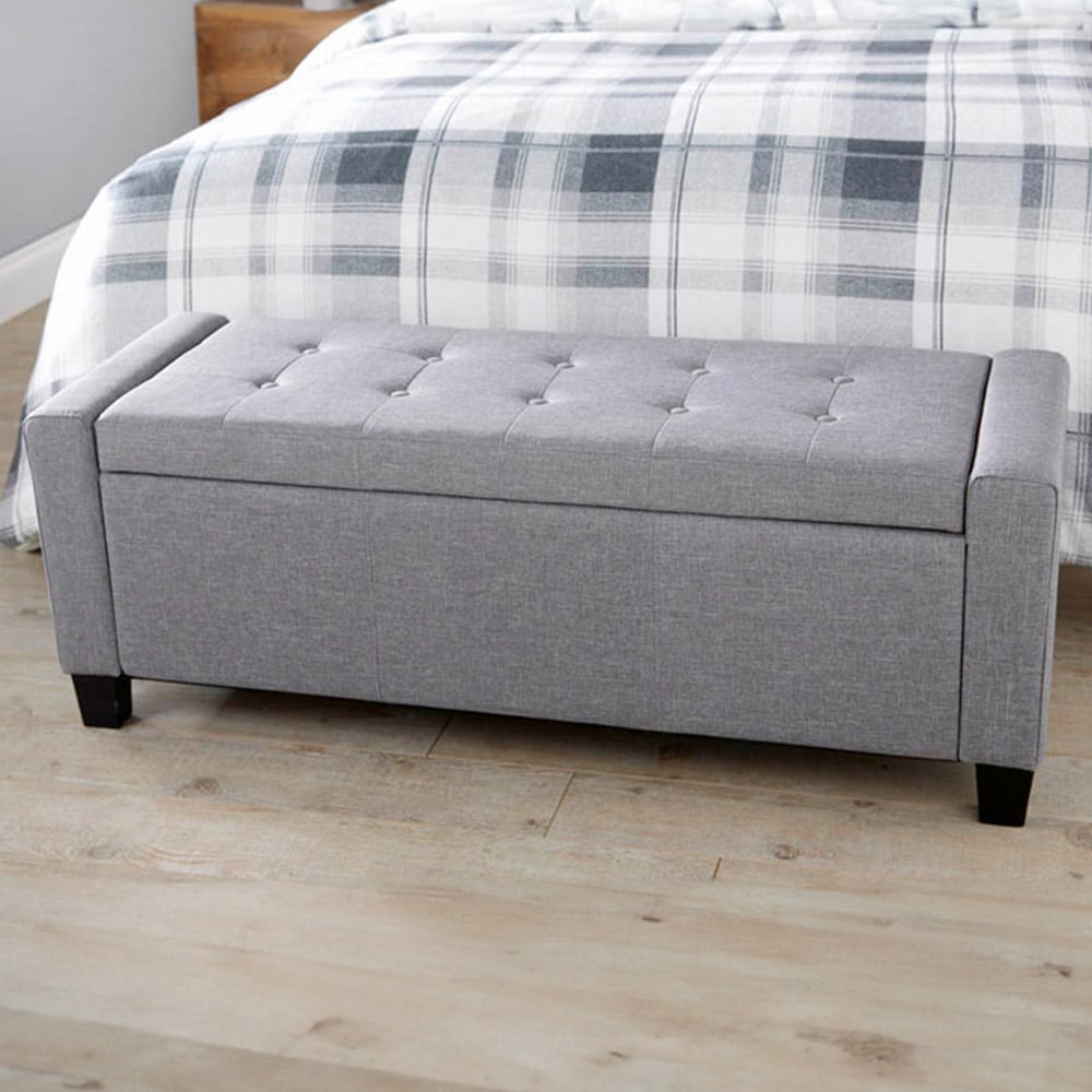 GFW Verona Grey Ottoman Storage Bench Image 1