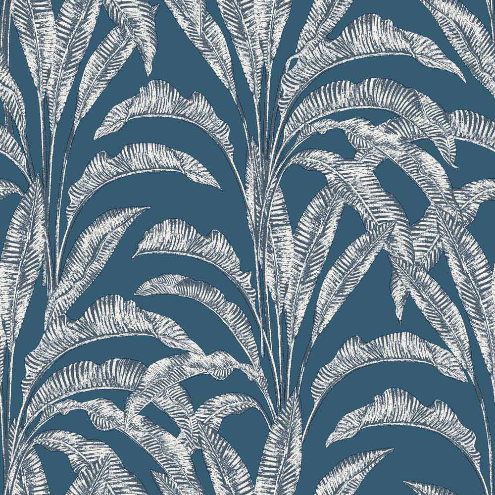 Muriva Sansa Leaf Blue Wallpaper Image 1