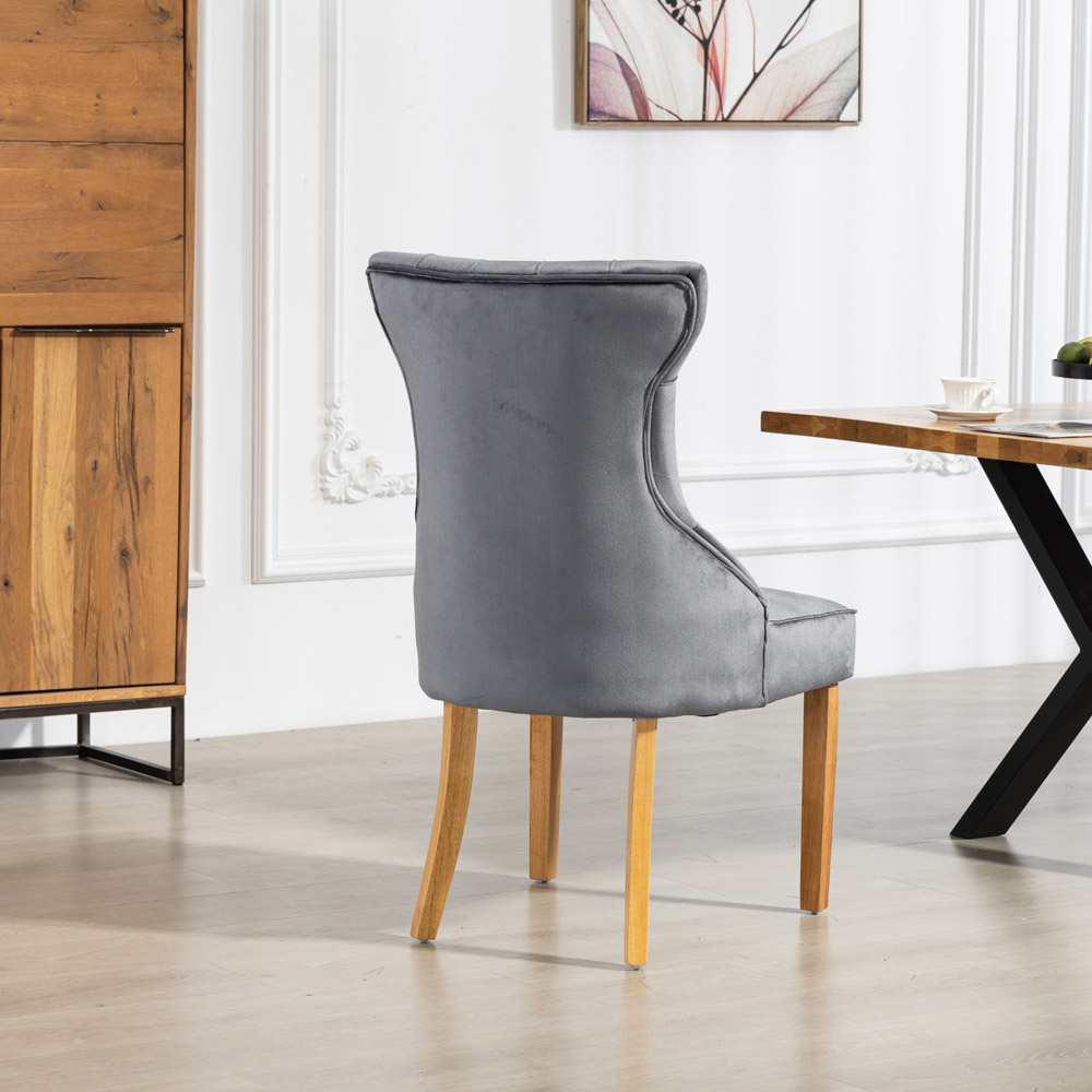 Artemis Home Martina Set of 2 Grey Velvet Fabric Dining Chair Image 5