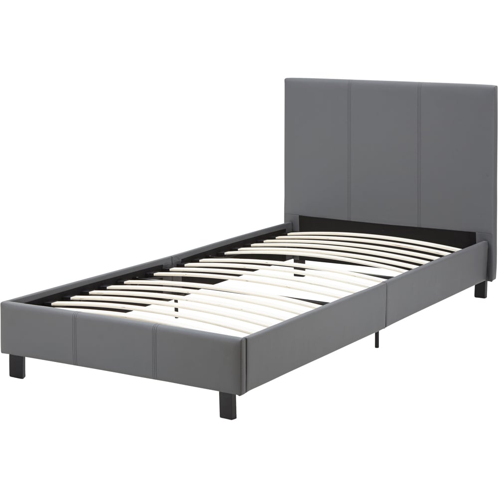 GFW Single Grey Faux Leather Bed Frame Image 3