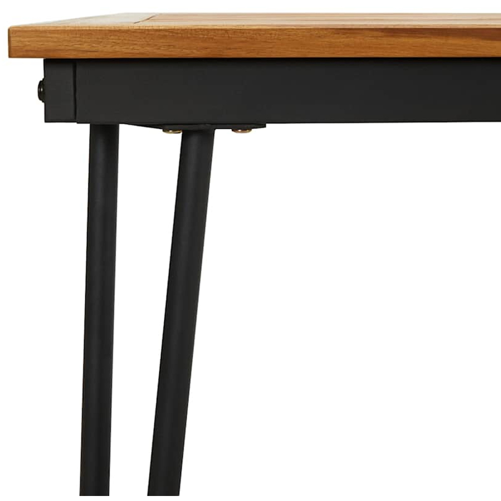 vidaXL Brown and Black Solid Wood Acacia Garden Table with Hairpin Legs 180cm Image 6