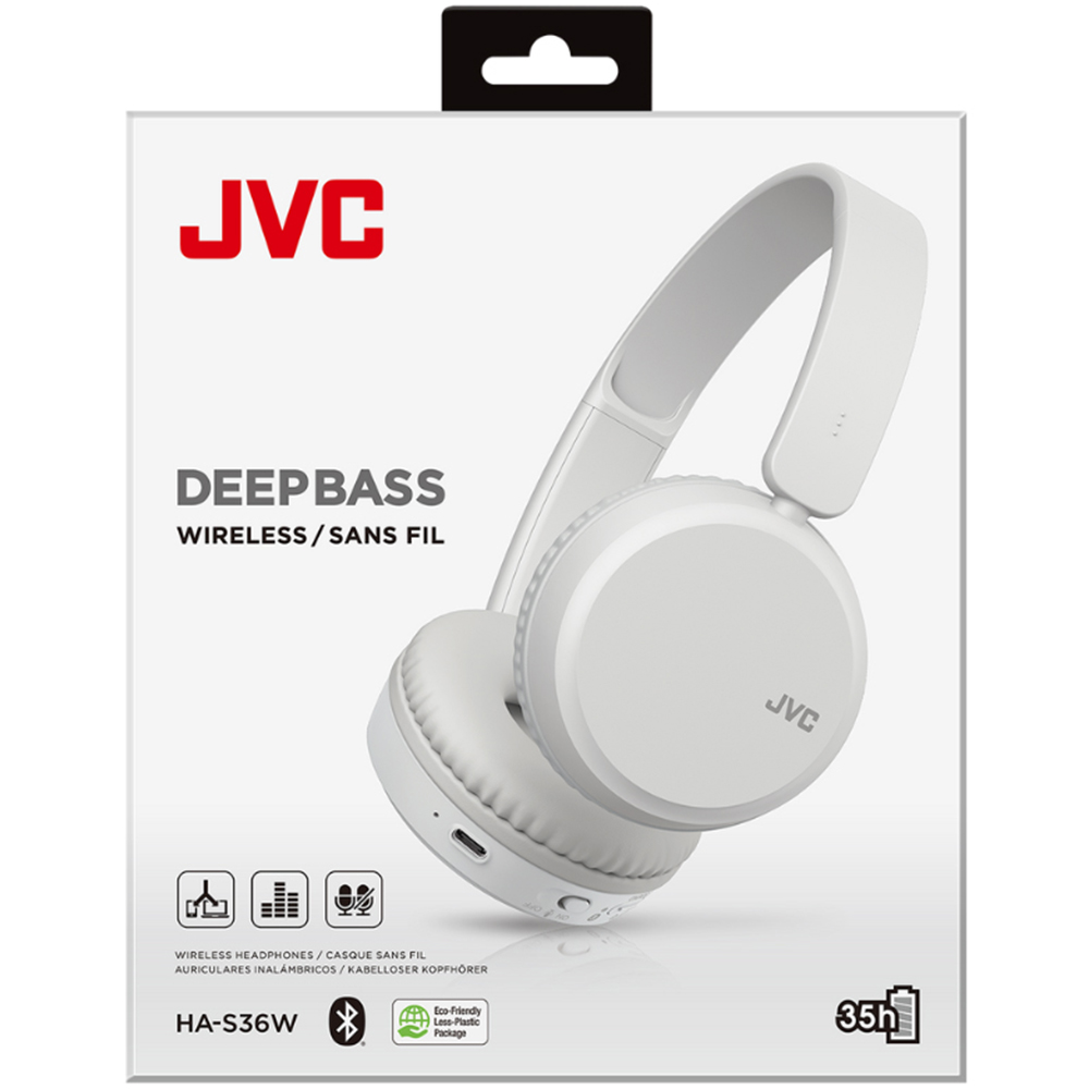 JVC HA-S36W White Foldable Deep Bass Bluetooth Headphone Image 7