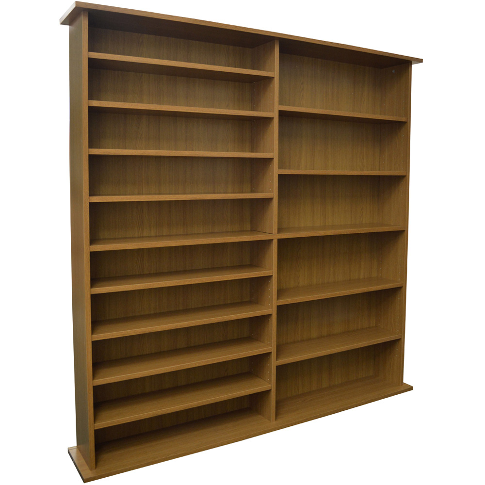 Watsons Extra Oak 16 Shelf Large CD and Book CD and DVD Media Storage Unit Image 2