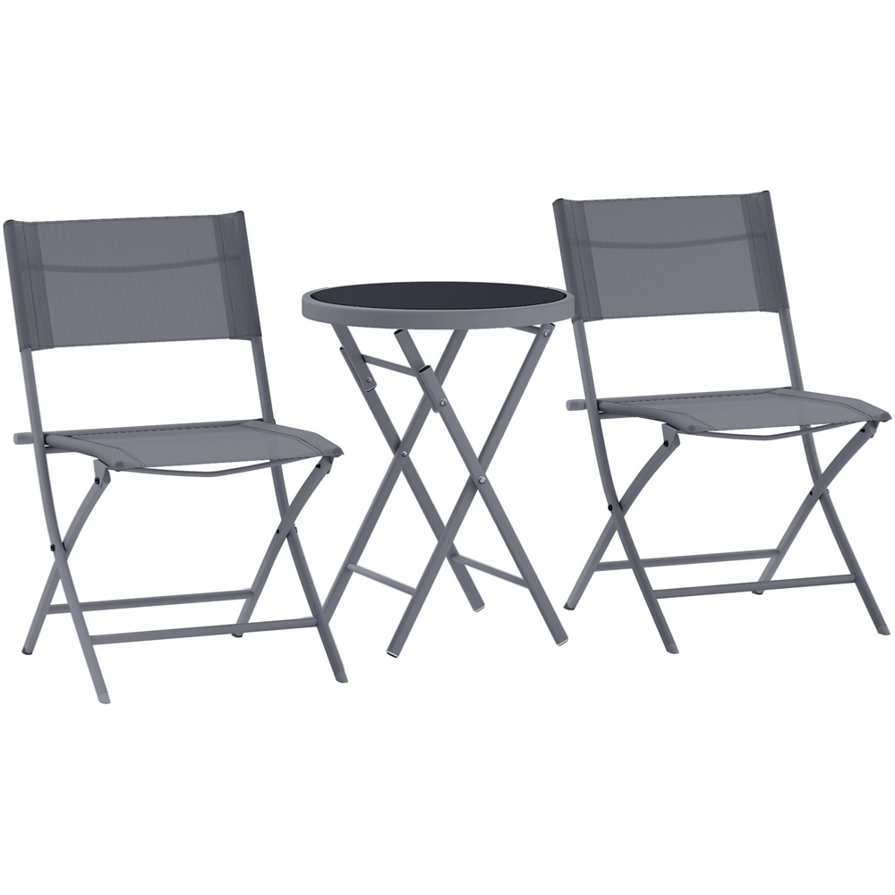 Outsunny 2 Seater Glass Top Bistro Set Grey Image 2