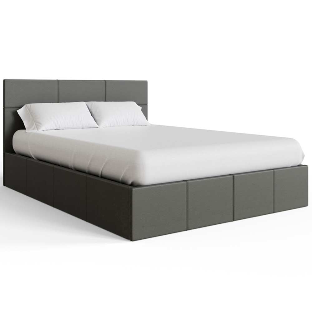 GFW King Size Grey Hopsack Fabric End Lift Ottoman Bed with Memory Pocket Spring Mattress Image 3