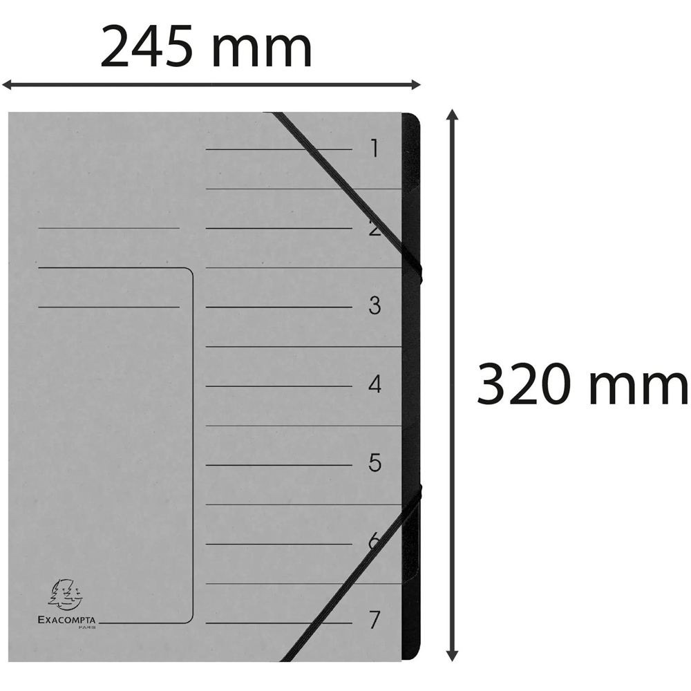 Exacompta A4 7 Compartment Grey Elastic Multipart File Folder 10 Pack Image 7