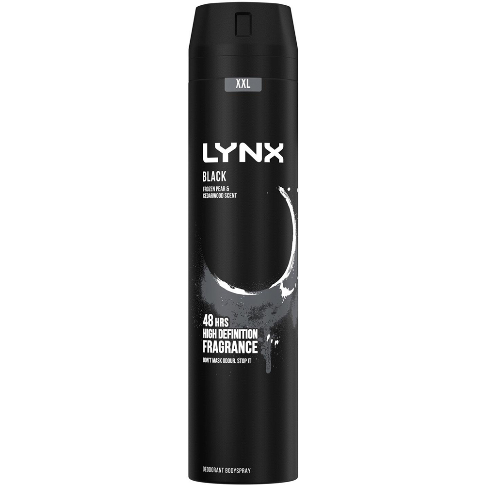 Lynx Black Frozen Pear and Cedarwood 48H Protection Deodorant Body Spray 250ml 12 Pack Image 2
