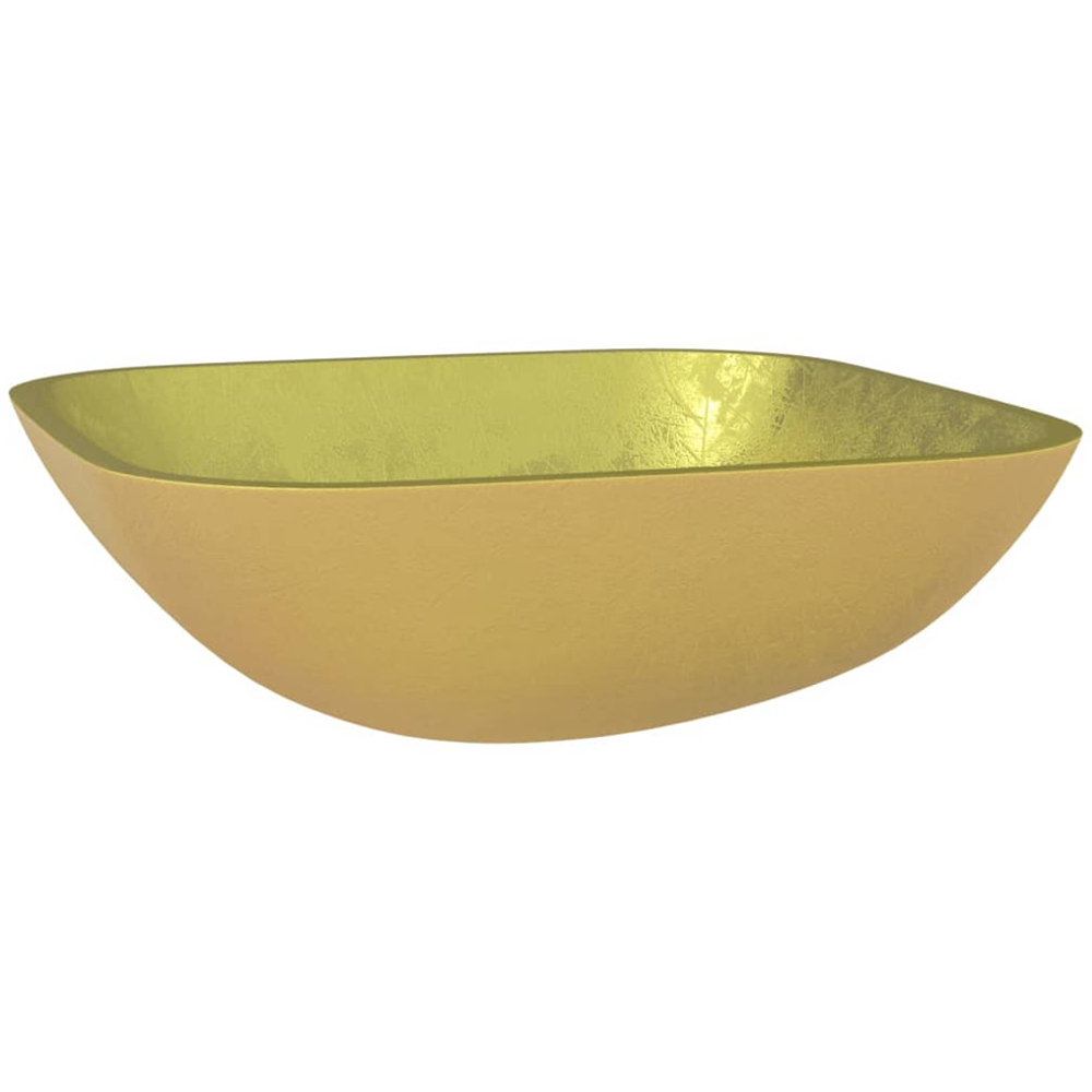 vidaXL Gold Glass Wash Basin 140 x 420 x 420mm Image 1