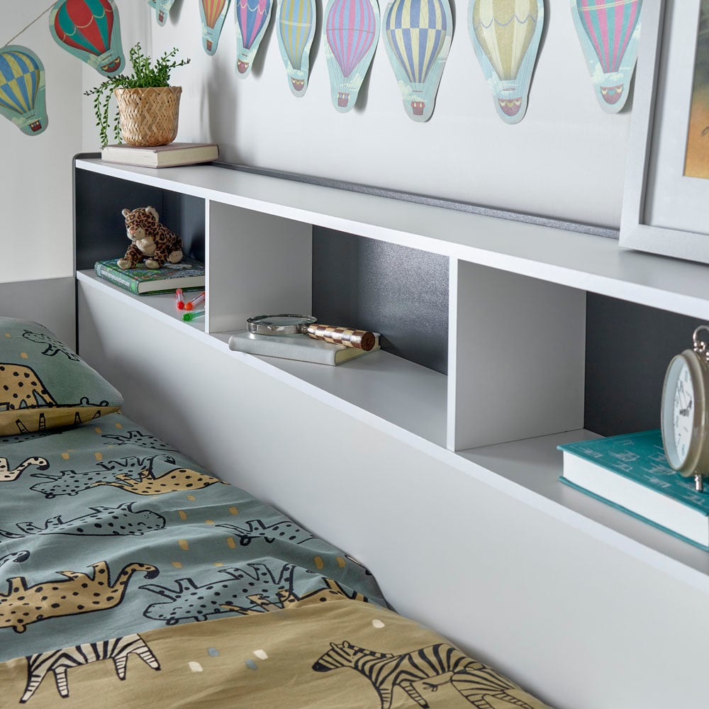 Oliver Grey and White Single Drawer Storage Bunk Bed Image 6
