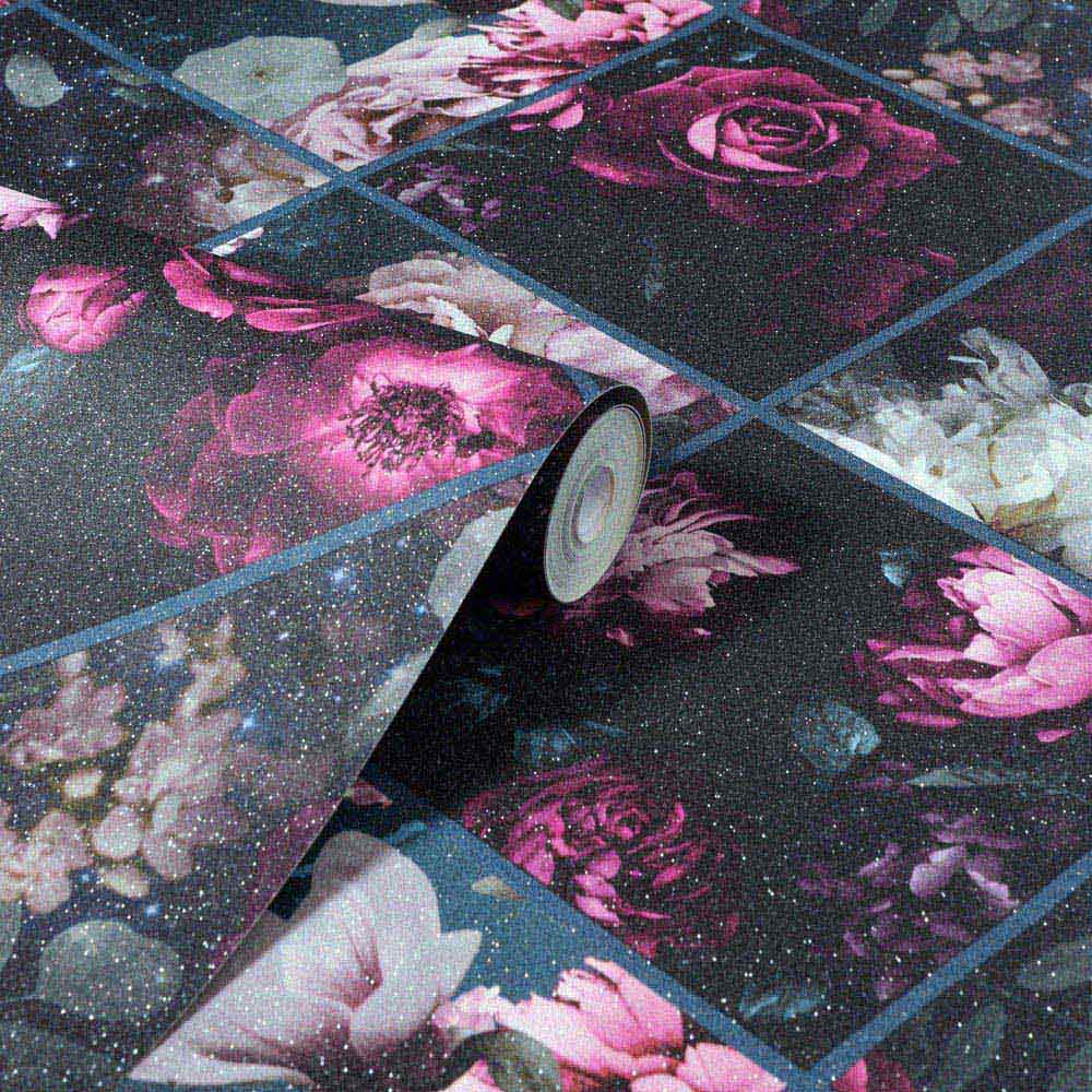 Arthouse Floral Collage Plum and Teal Wallpaper Image 2