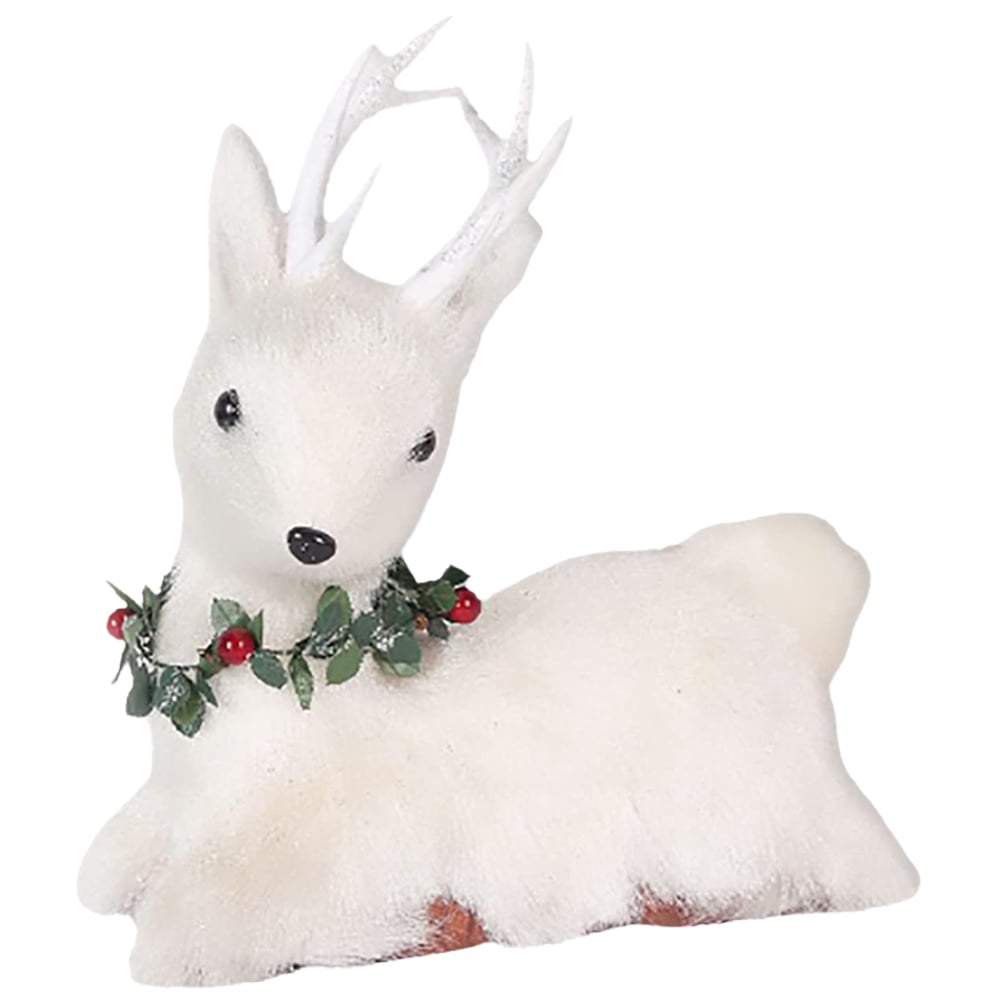 Shatchi White Lying Deer Tabletop Christmas Decoration 25cm Image 1