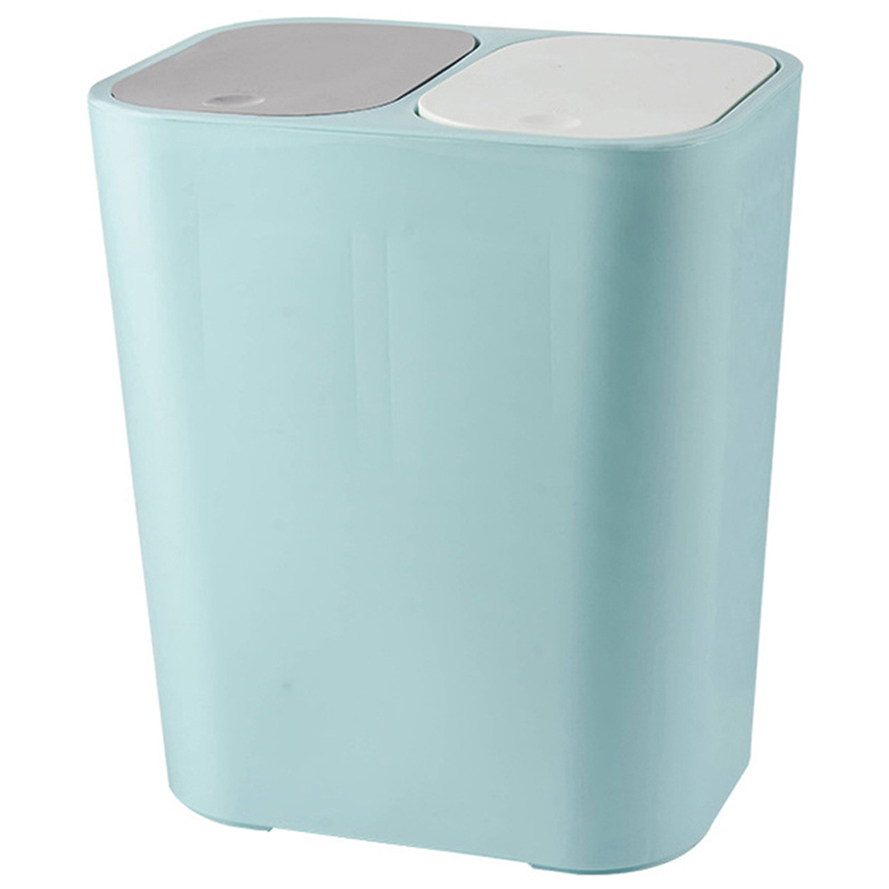 Living and Home Blue Double Recycling Bin with Pop Up Lid 15L Image 1