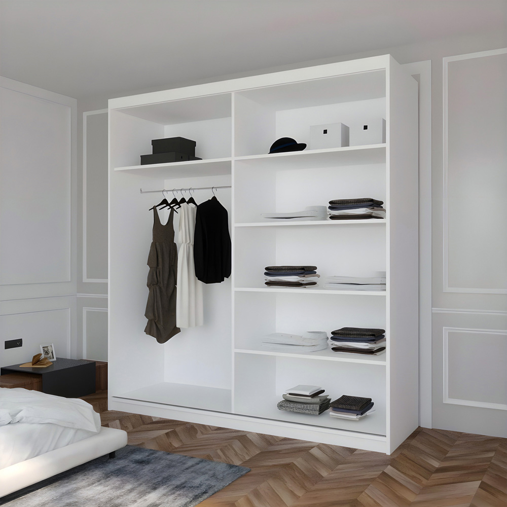 Sliding Wardrobes 4U Infinity 2 Door White High Gloss Mirrored Wardrobe 180cm Image 4