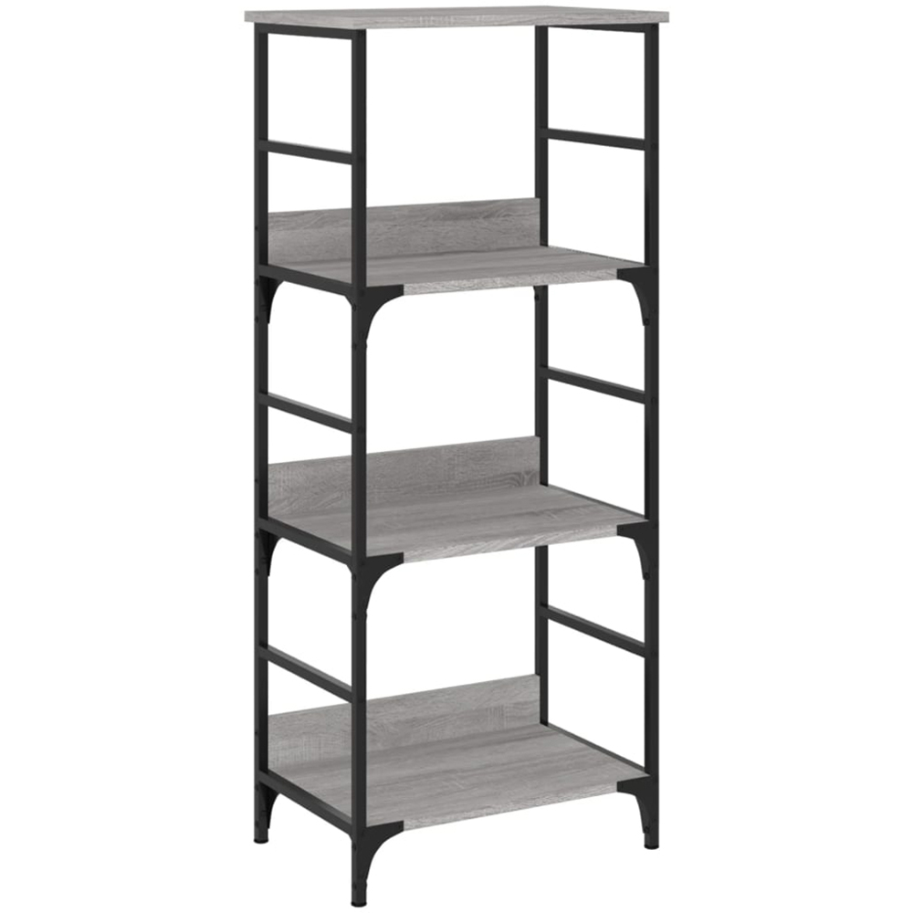 vidaXL 3 Open Shelf Grey Sonoma Bookshelf Image 2
