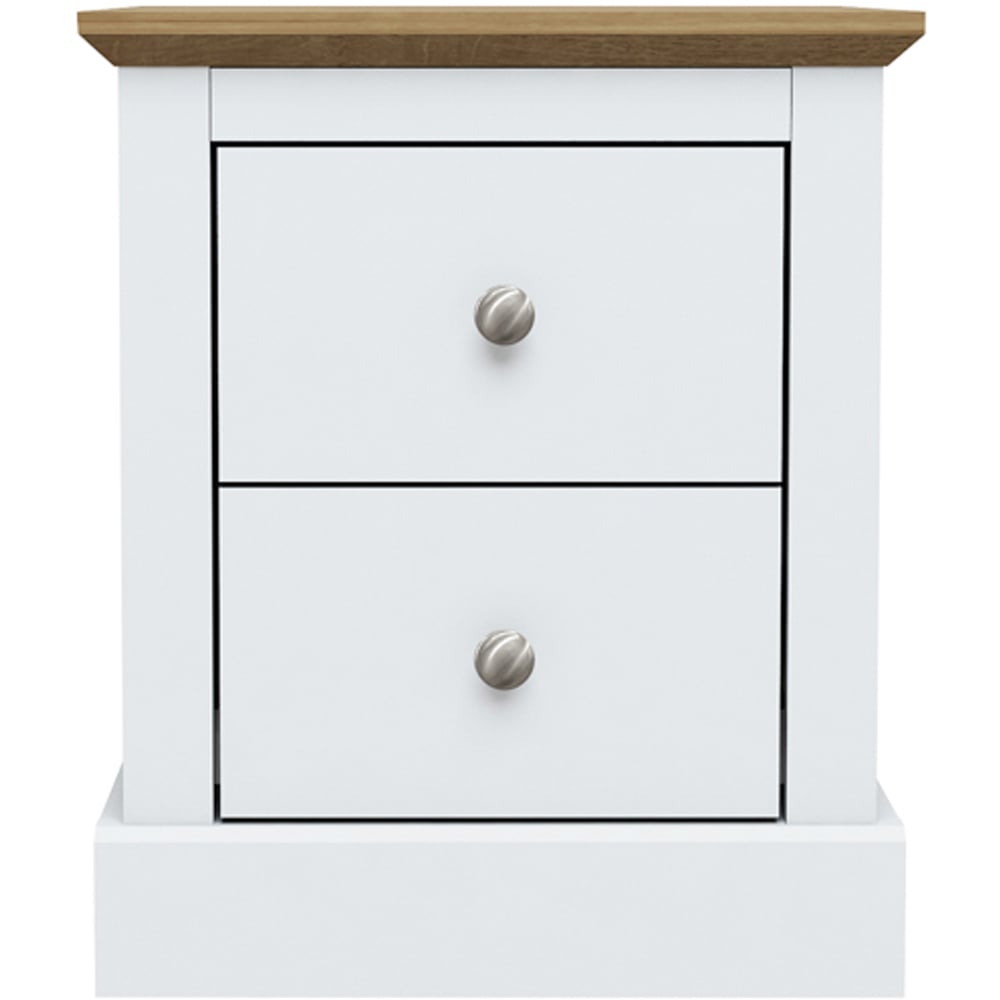 Devon 2 Drawer White Bedside Cabinet Image 2