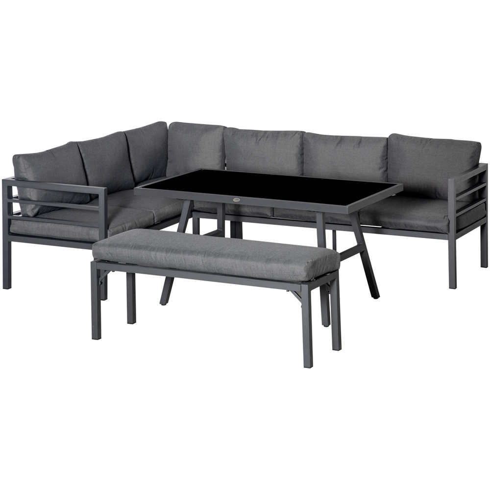 Outsunny 8 Seater Grey L-Shaped Conversation Lounge Set Image 2