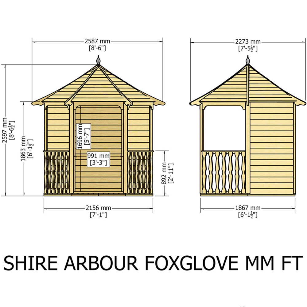 Shire Foxglove 7 x 6ft Pressure Treated Arbour Image 8