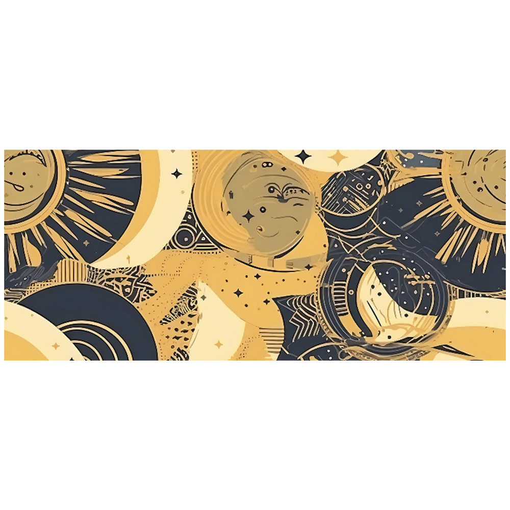Warren Reed Designer Blue Gold Moon and Sun Glass Bathroom Splashback 25 x 60cm Image 2