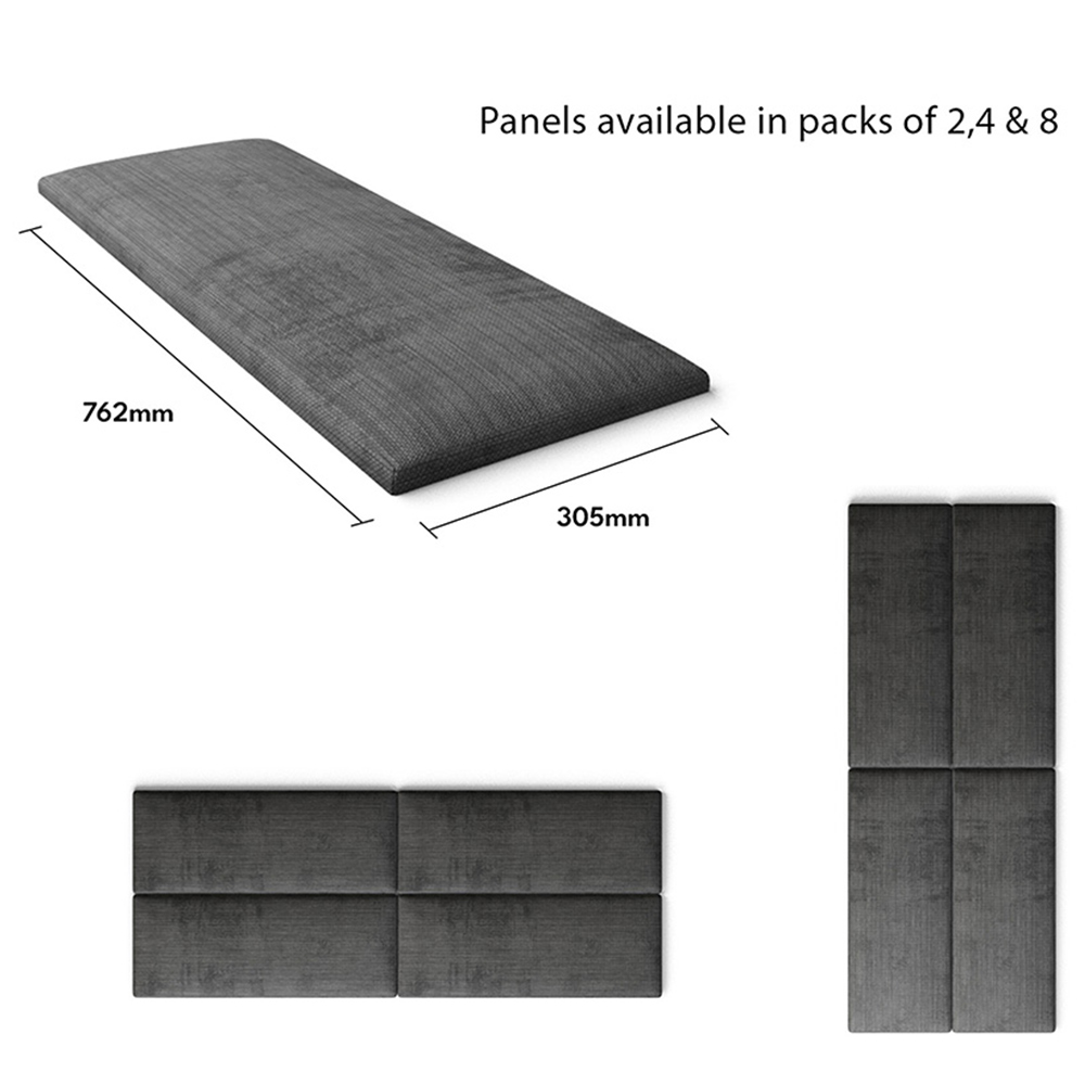 Aspire EasyMount Charcoal Firenze Velour Upholstered Wall Mounted Headboard Panels 8 Pack Image 5