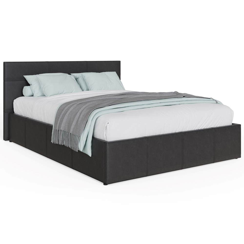 GFW Small Double Black Faux Leather Side Lift Ottoman Bed with Bonnell Mattress Image 3
