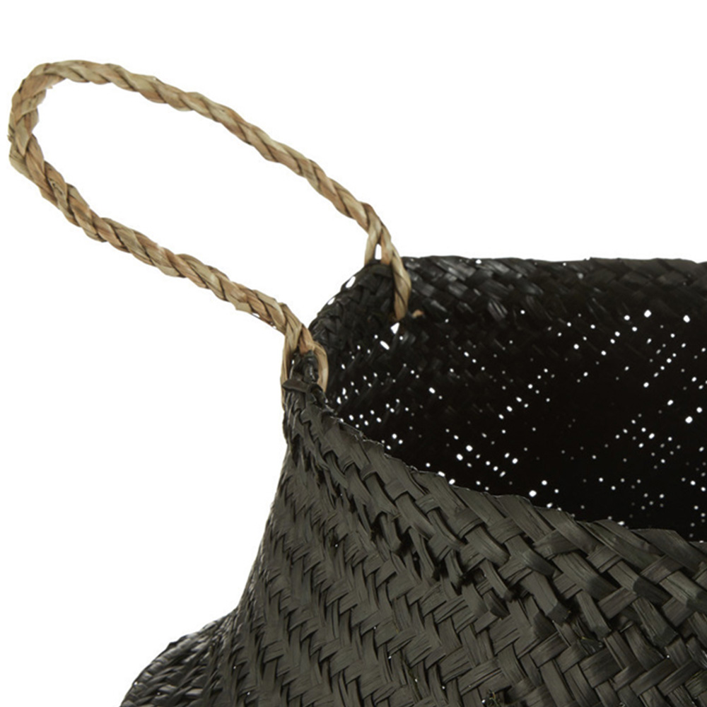 Premier Housewares Black and Silver Sequin Medium Seagrass Basket Image 4