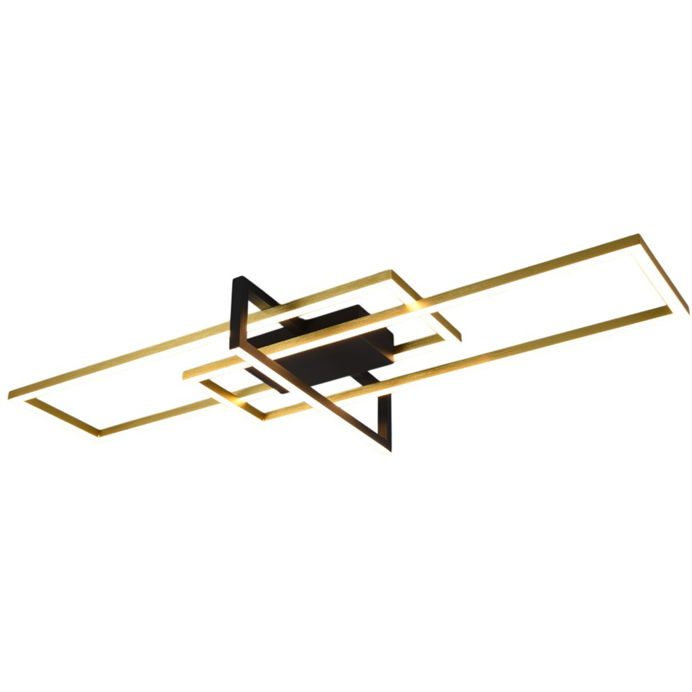 TRIO Salinas Matt Brass Rectangular LED Ceiling Light Image 1