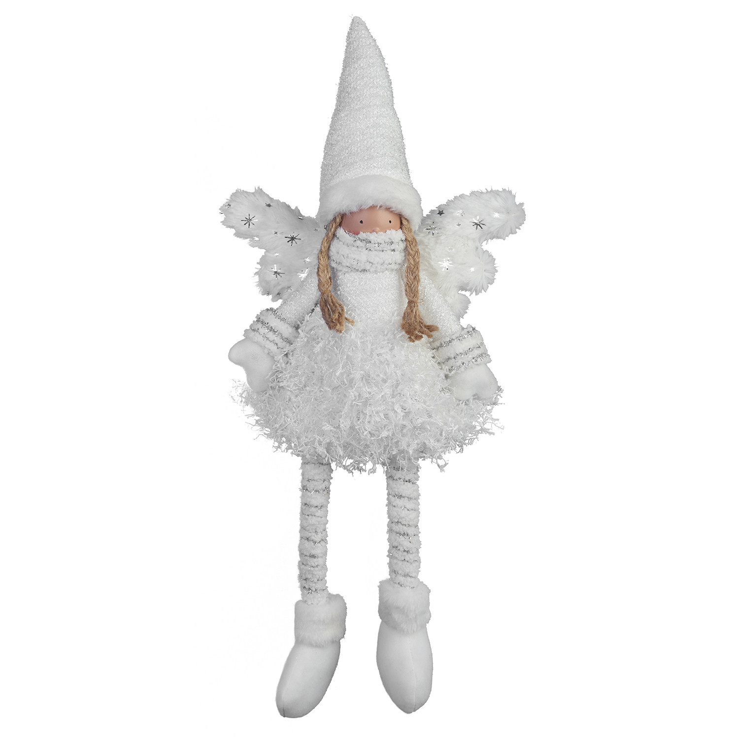 White And Silver Self Sitting Angel Image