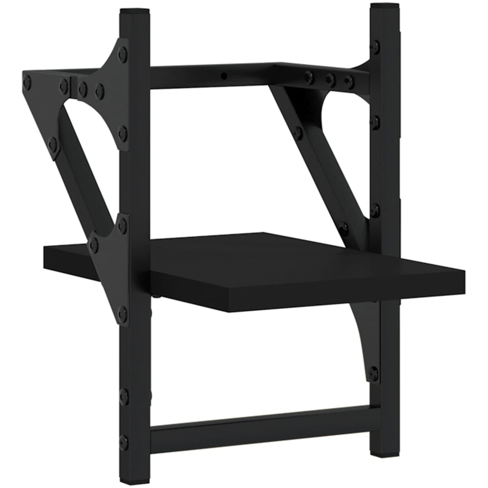 vidaXL 20cm Set of 2 Black Floating Wall Shelf with Bar Image 3