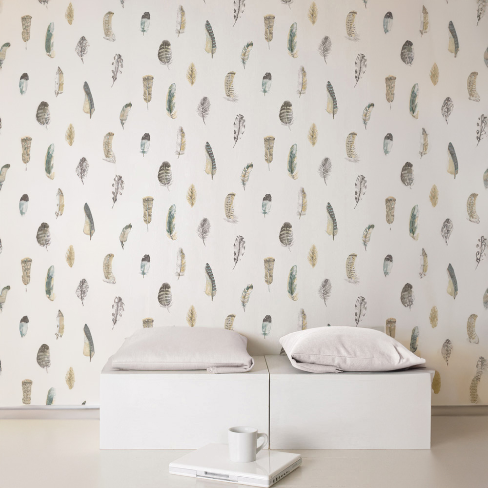 Galerie Global Fusion Feathers Beige and Grey Wallpaper Image 2