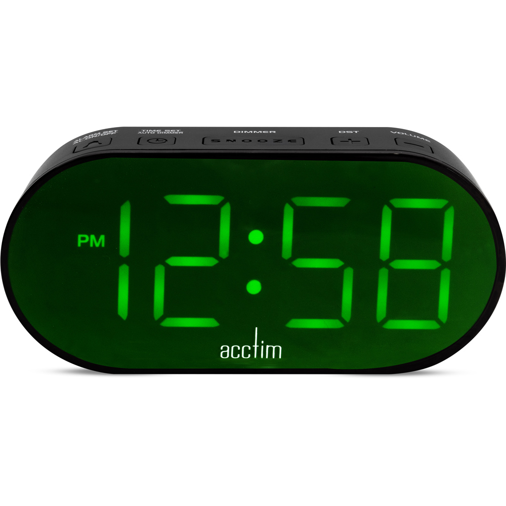 Acctim Jared Green LED Display Wireless Alarm Clock 14cm Image 2