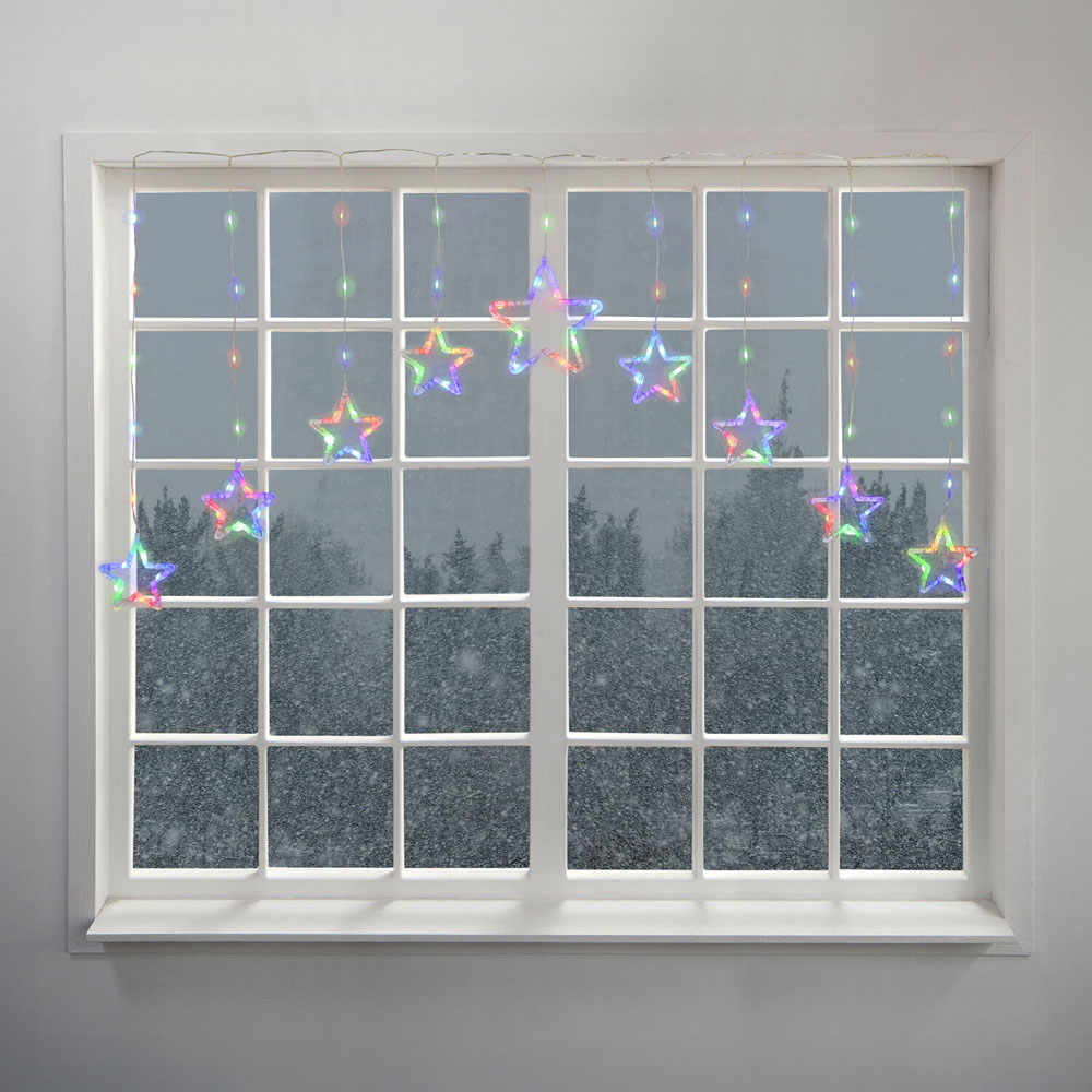 10 Piece Multicolour Star Curtain LightClear Image 1