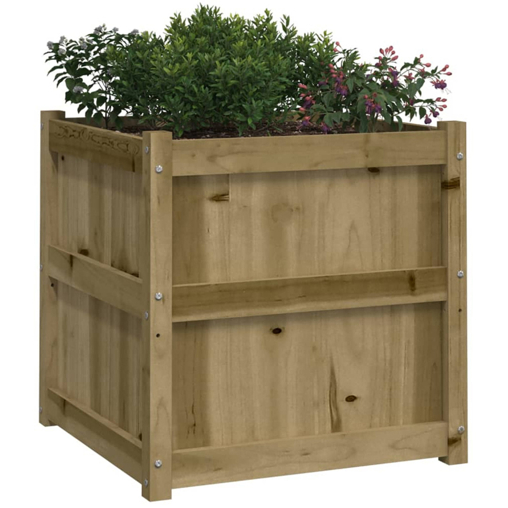 vidaXL Natural Impregnated Pine Wood Garden Planter 60 x 60 x 60cm 2 Pack Image 3