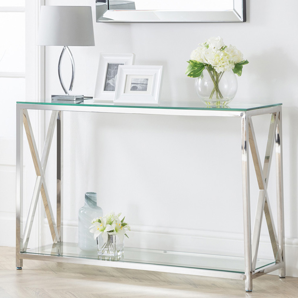 Julian Bowen Miami Silver Console Table Image 1